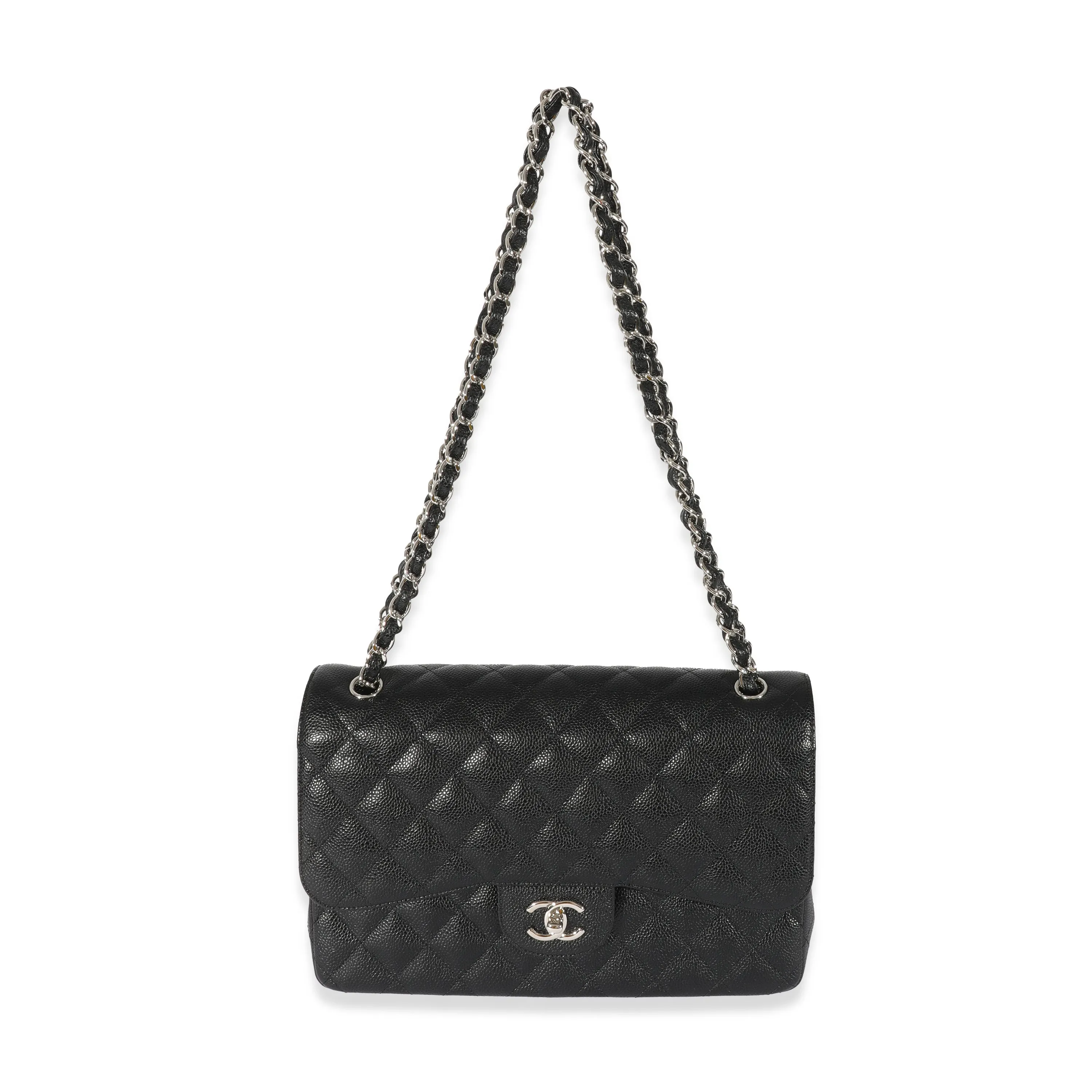 Black Caviar Jumbo Classic Double Flap Handbag