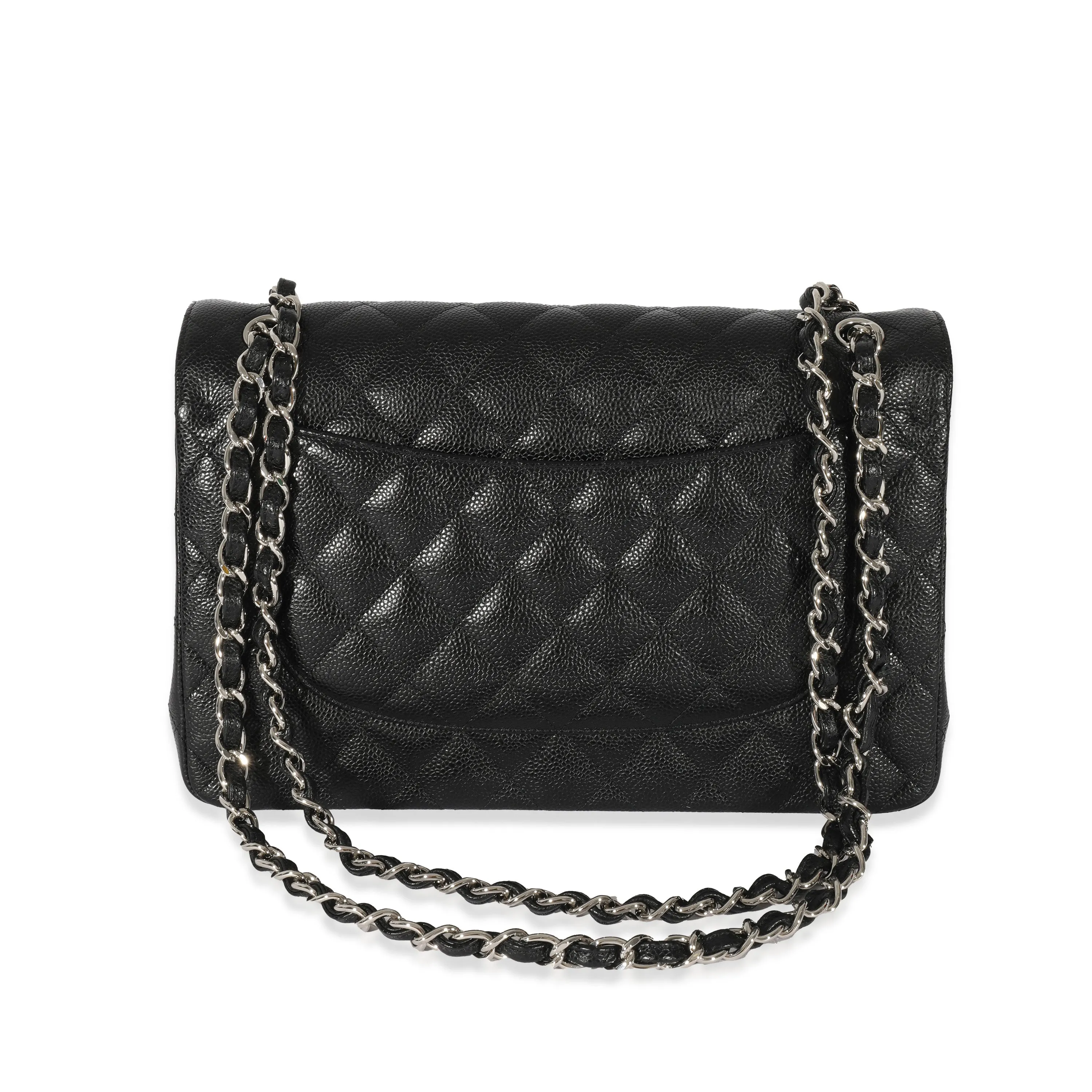 Black Caviar Jumbo Classic Double Flap Handbag