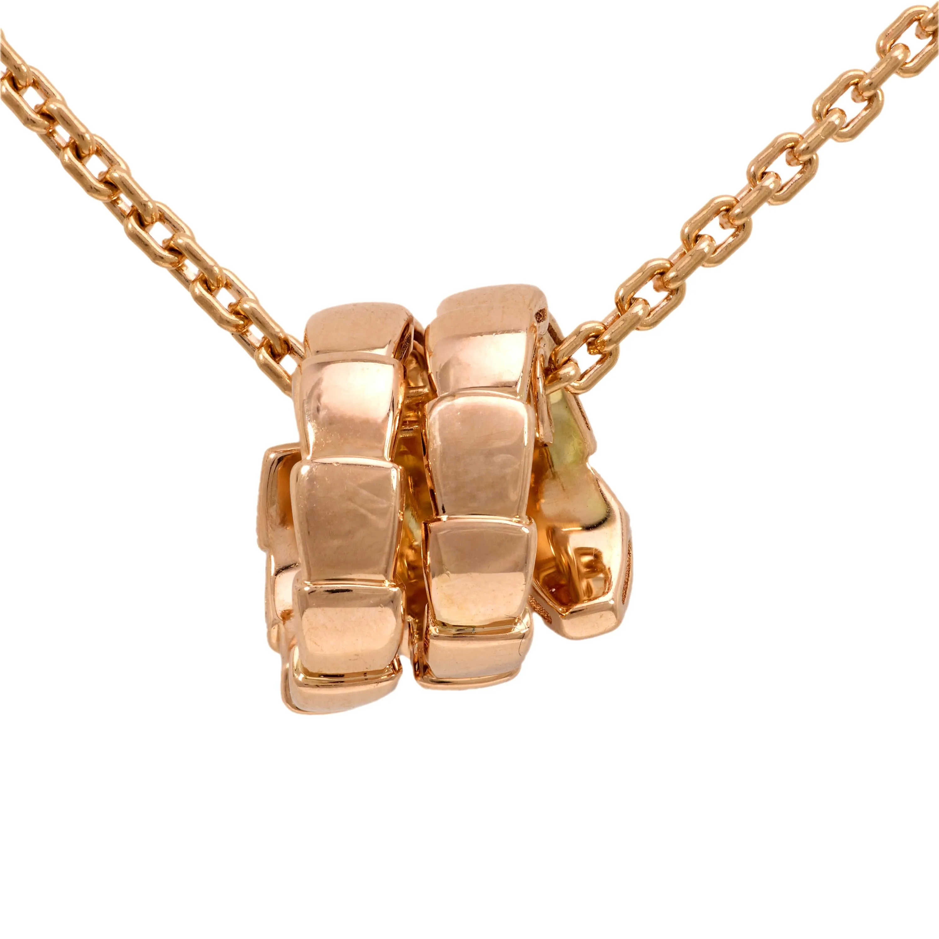 Bvlgari diamond 18k rose gold Serpenti Viper snake necklace