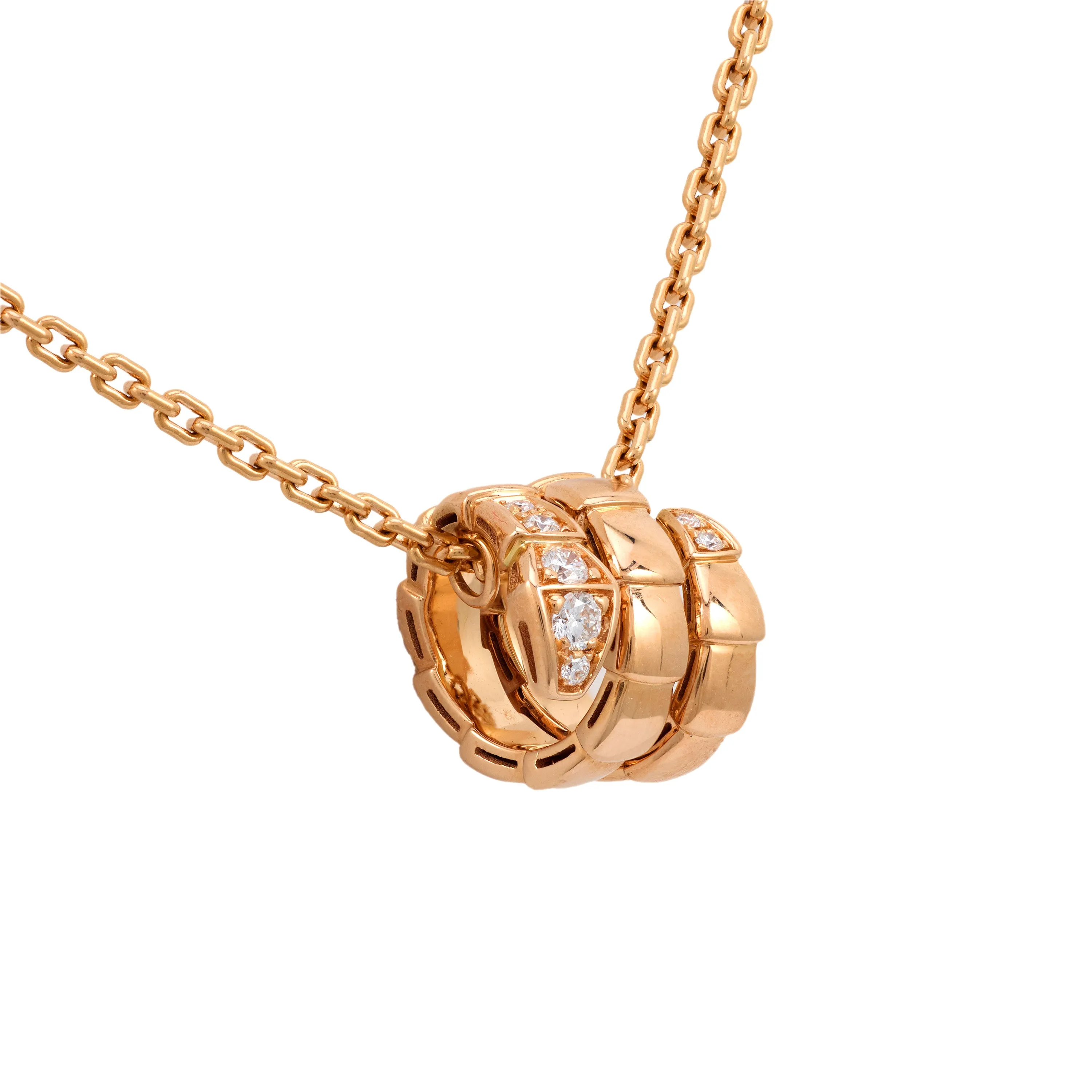 Bvlgari diamond 18k rose gold Serpenti Viper snake necklace