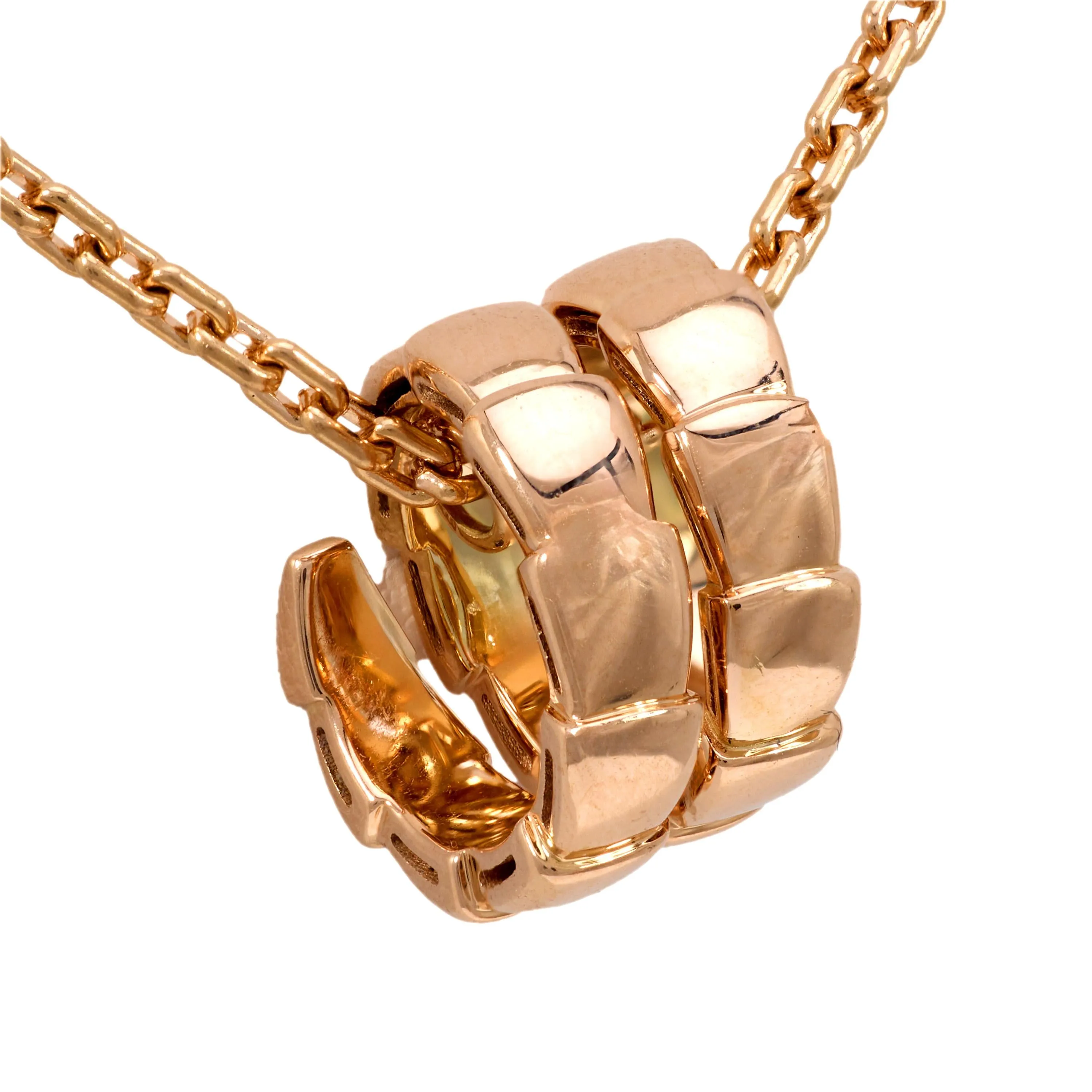 Bvlgari diamond 18k rose gold Serpenti Viper snake necklace