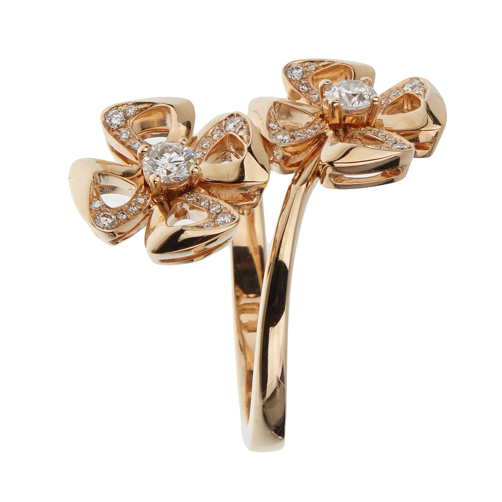 Bvlgari Fiorever 18k Rose Gold Diamond Cocktail Ring