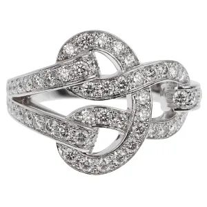 Cartier Agrafe Diamond 18k White Gold Cocktail Ring Sz 5 1/2