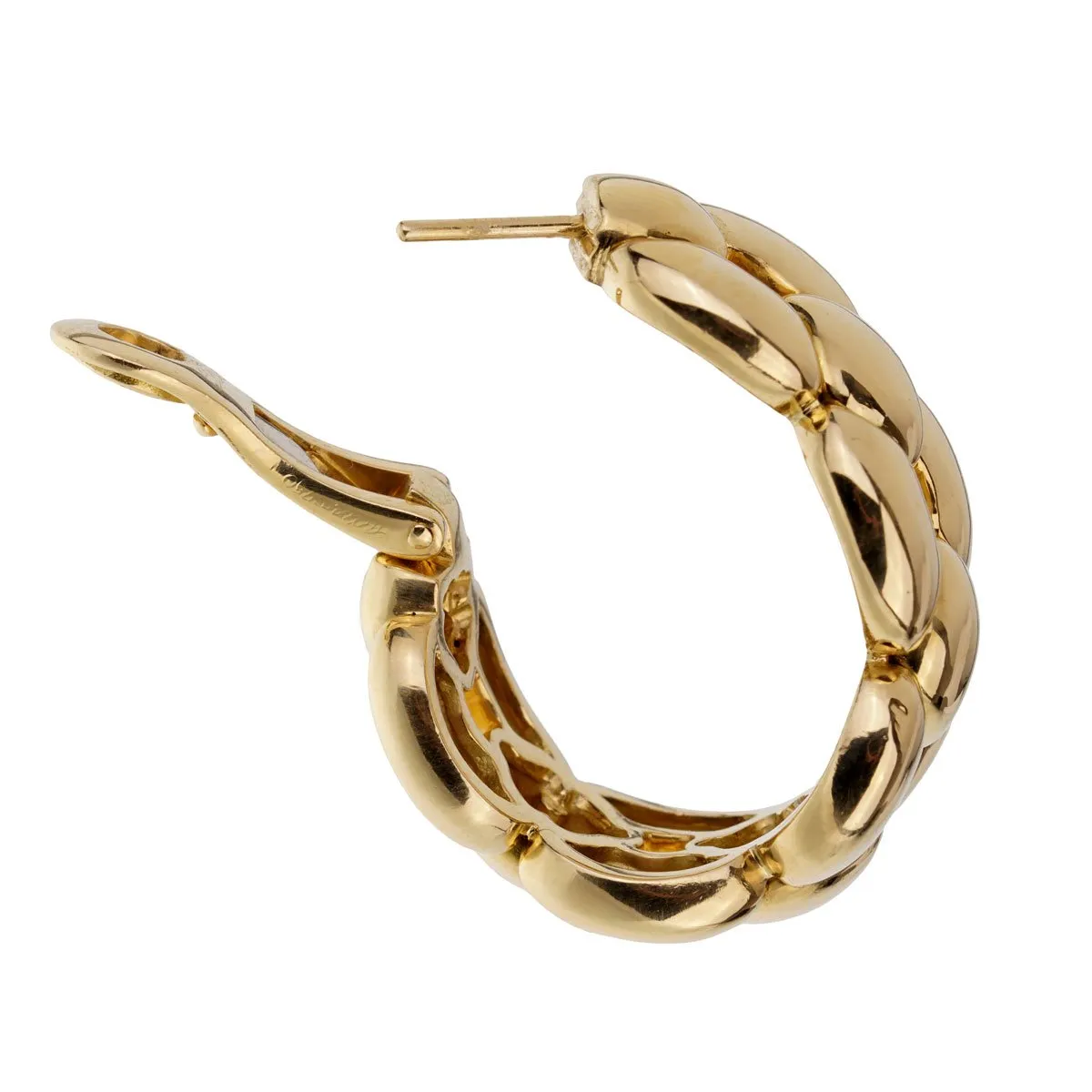 Cartier Chain Link Yellow Gold Hoop Drop Earrings