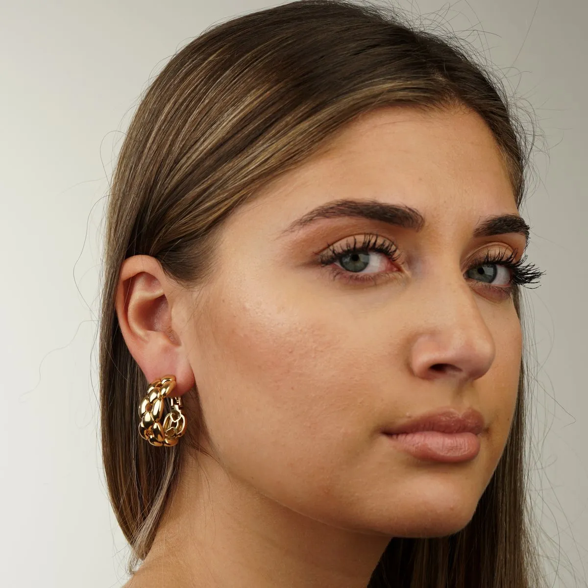 Cartier Chain Link Yellow Gold Hoop Drop Earrings