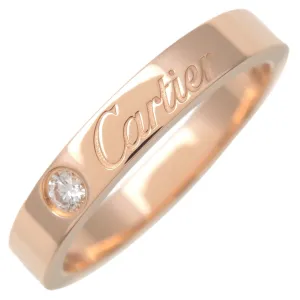 Cartier Engraved 1P Diamond Ring K18 750PG Rose Gold #49 US5 Used