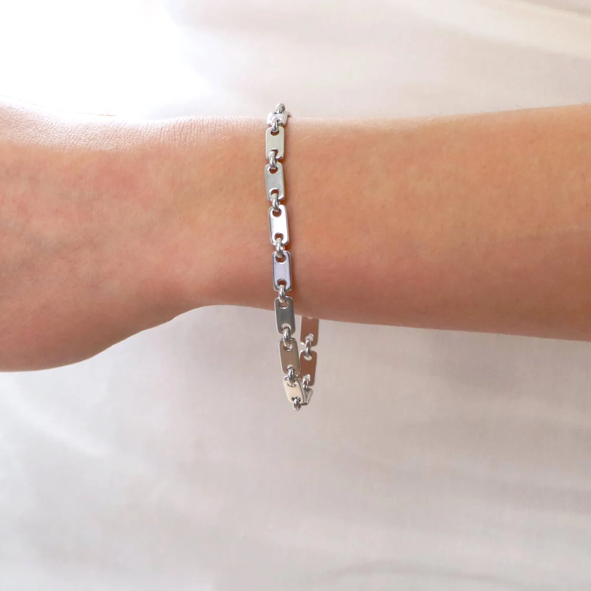 Cartier Lock & Key White Gold Chain Link Bracelet