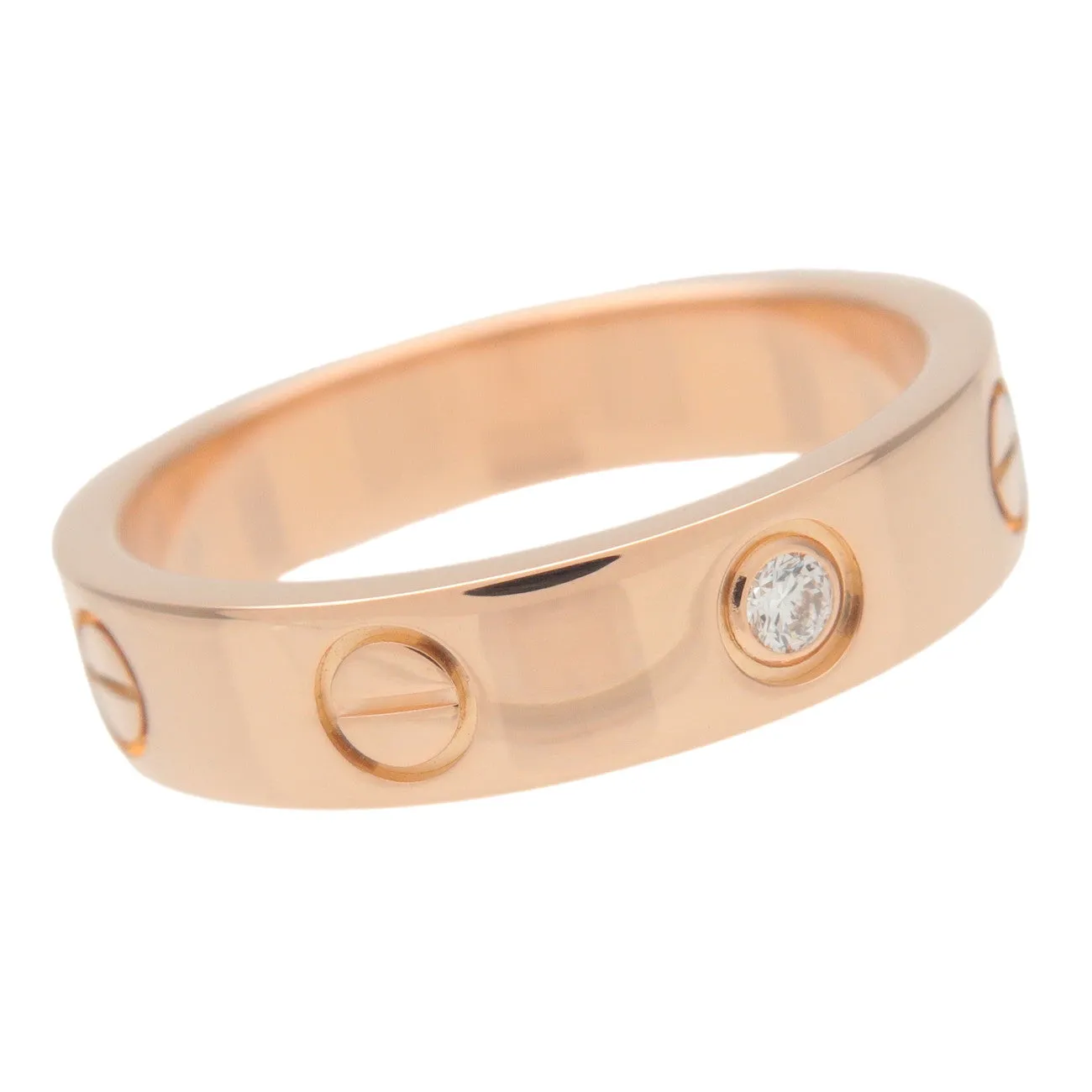 Cartier Mini Love 1P Diamond Ring K18 750PG Rose Gold #49 US5 EU49 Used