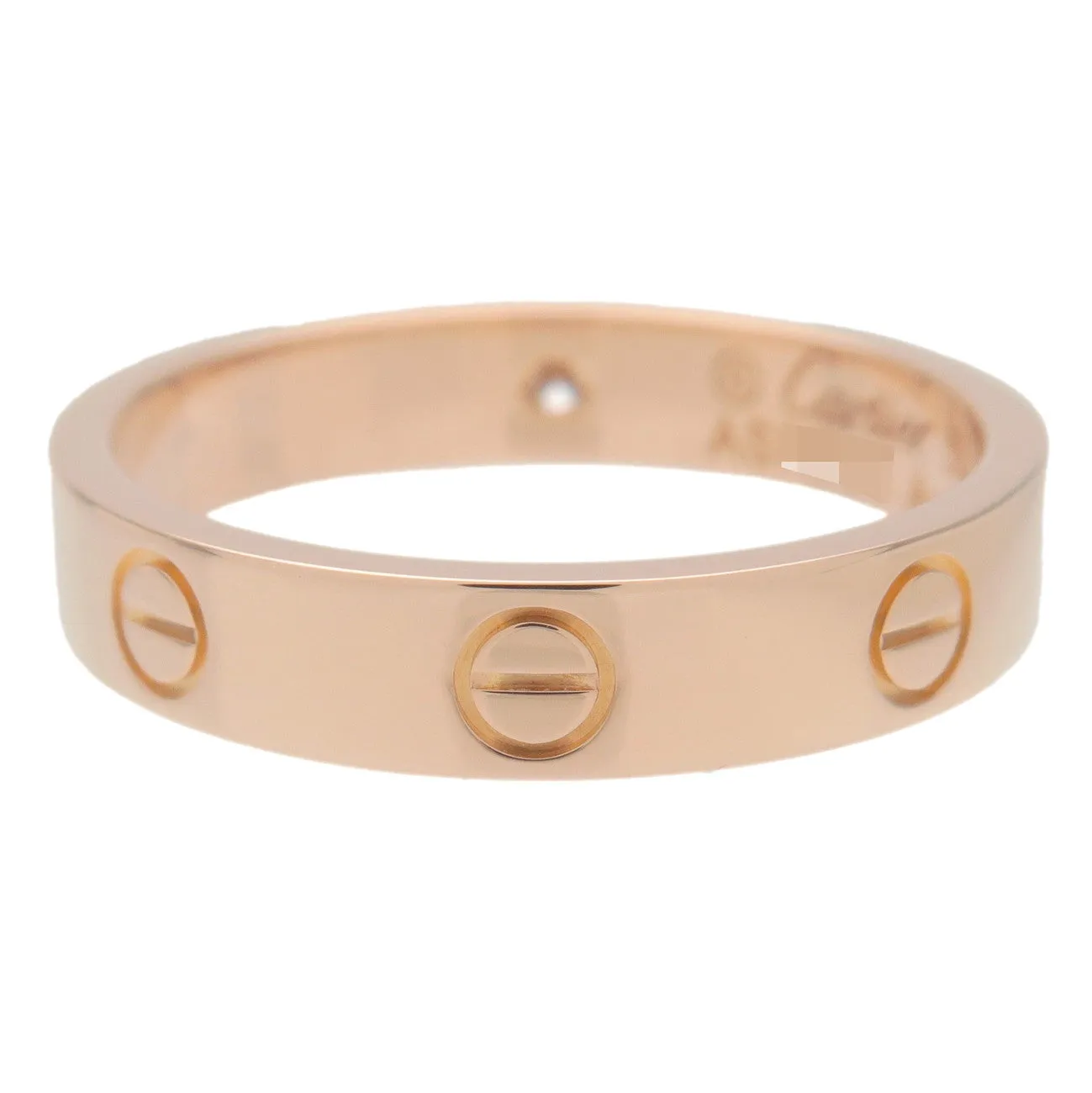 Cartier Mini Love Ring 1P Diamond K18 750PG Rose Gold #55 US7-7.5 Used
