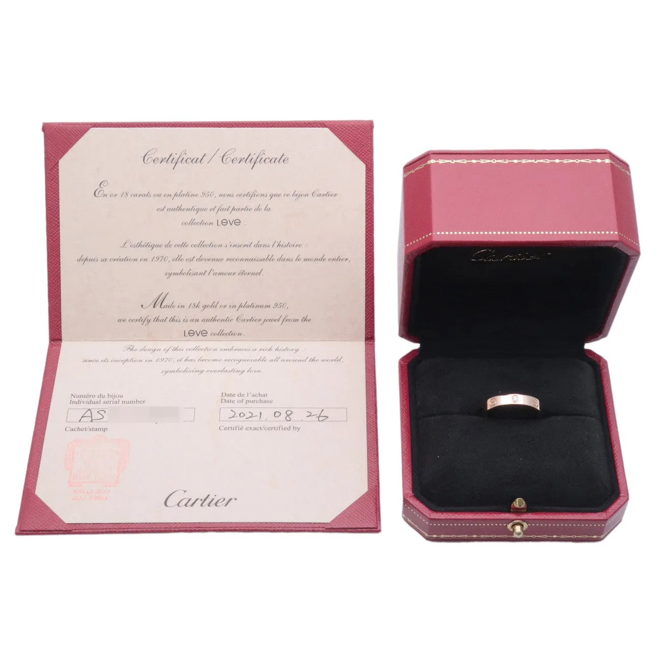 Cartier Mini Love Ring 1P Diamond K18 750PG Rose Gold #55 US7-7.5 Used