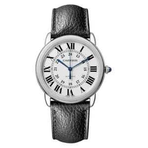 Cartier Ronde Solo de Cartier 36mm Watch - Ref: WSRN0021 - Silver Roman & Arabic Dial, Black Calfskin Strap