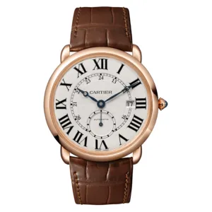 Cartier Ronde Solo de Cartier 40mm Watch - Ref: W6801005 - Silver Roman & Arabic Dial in 18K Rose Gold Case, Brown Alligator Strap