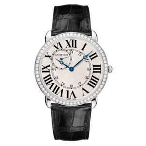 Cartier Ronde Solo de Cartier 42mm Watch - Ref: WR007002 - Silver Roman & Arabic Dial & Diamond Bezel in 18K White Gold Case, Black Alligator Strap