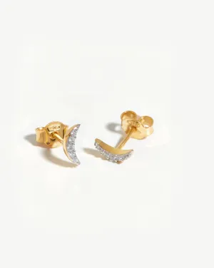 Celestial Pave Moon Stud Earrings | 18k Gold Vermeil/Cubic Zirconia