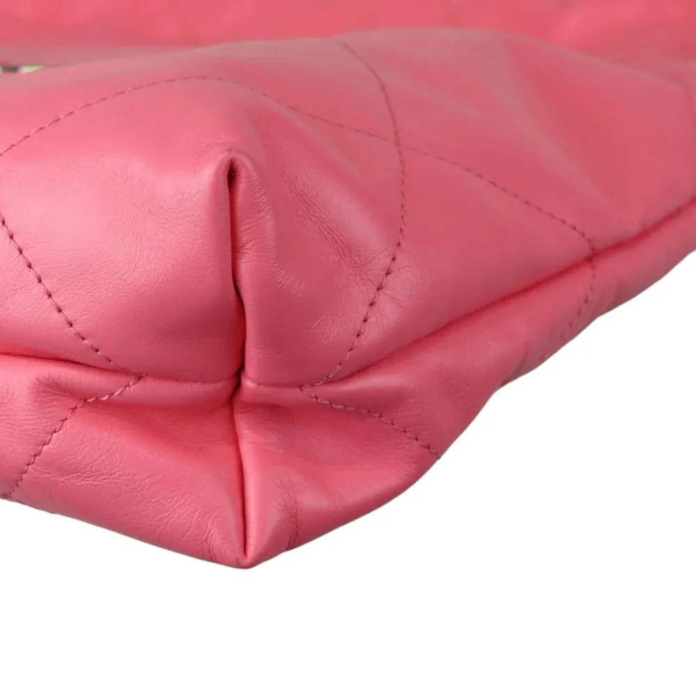 Chanel 22 Tote With Pouch- Medium Pink Quilted Calfskin, Rainbow Hardware