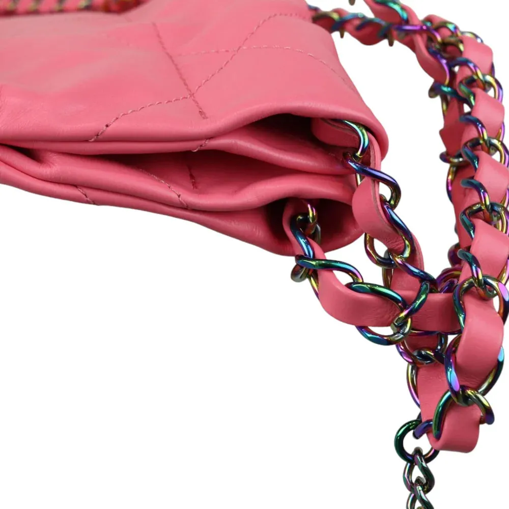 Chanel 22 Tote With Pouch- Medium Pink Quilted Calfskin, Rainbow Hardware