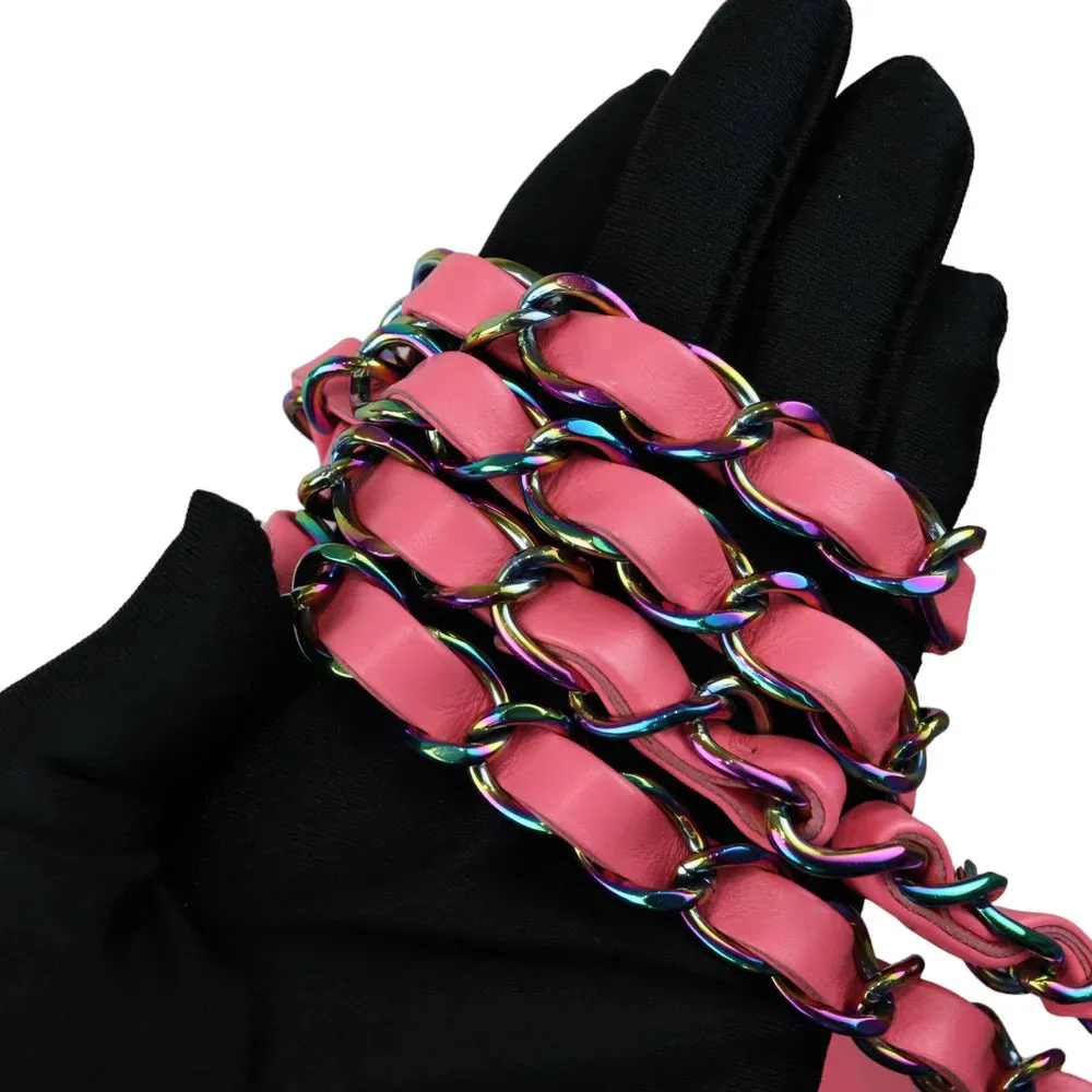 Chanel 22 Tote With Pouch- Medium Pink Quilted Calfskin, Rainbow Hardware