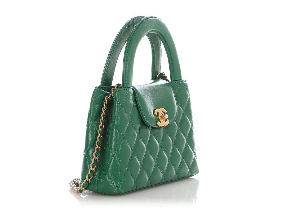 Chanel Green Quilted Calfskin Nano Kelly