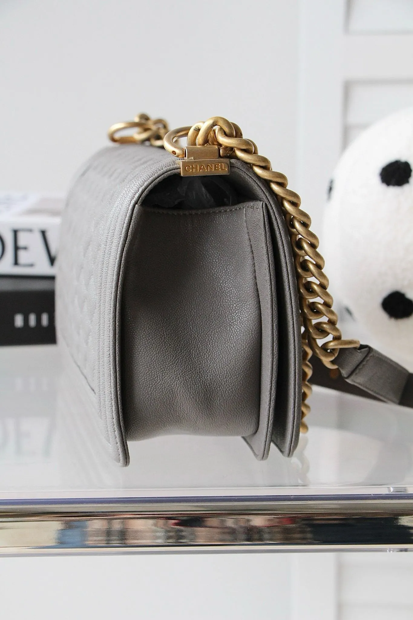 Chanel Leboy Old Medium 18B Grey Caviar Gold-tone Hardware