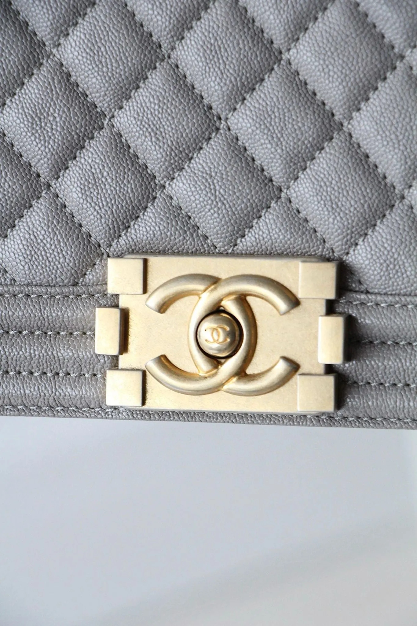 Chanel Leboy Old Medium 18B Grey Caviar Gold-tone Hardware
