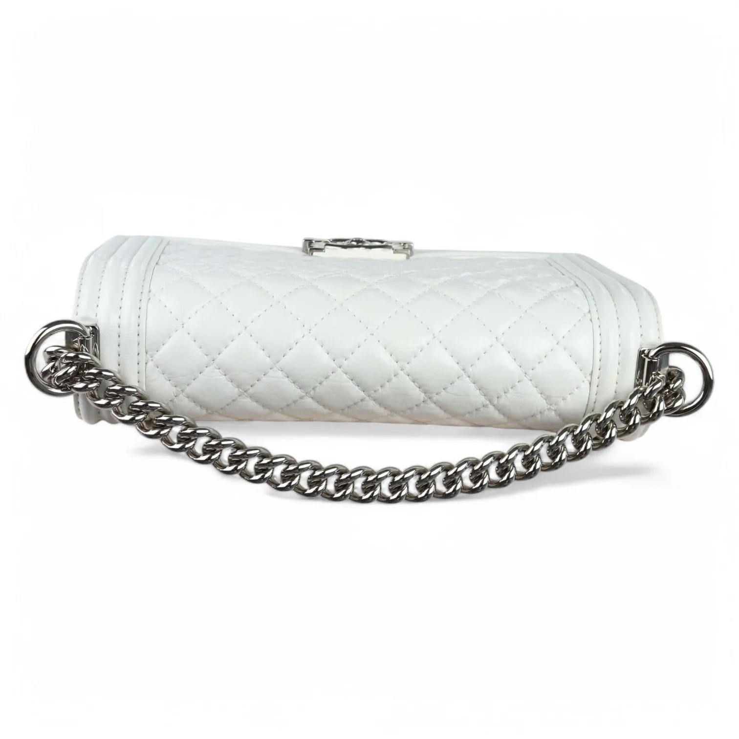 Chanel Leboy Old Medium White Diamond Quilted Calfskin, Enamel and Silver-tone Hardware