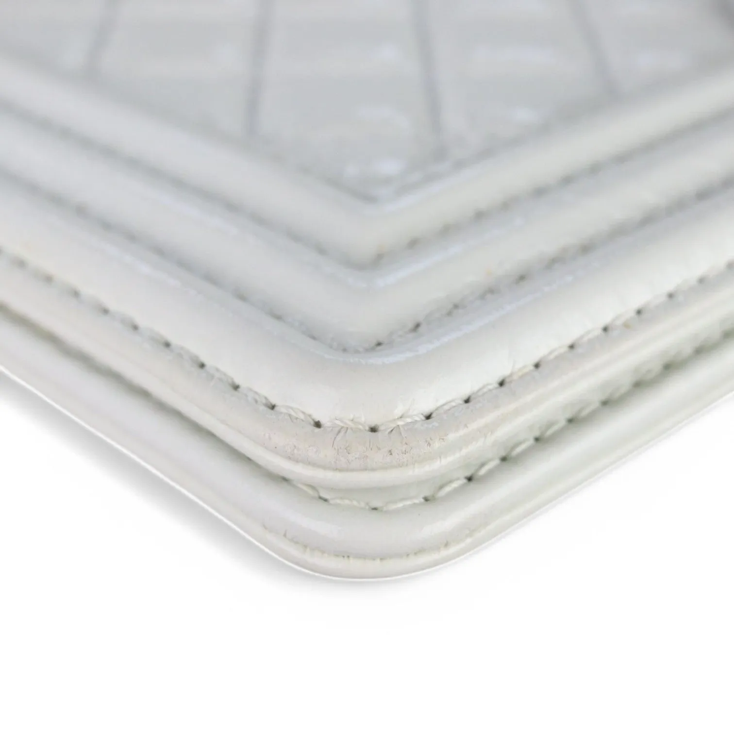Chanel Leboy Old Medium White Diamond Quilted Calfskin, Enamel and Silver-tone Hardware
