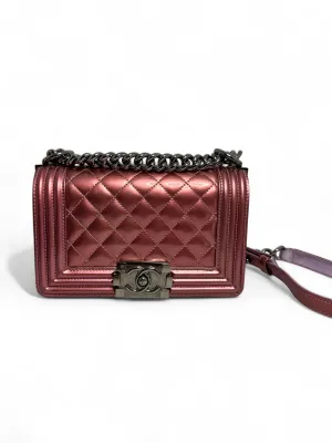 Chanel Leboy Small in Metallic Burgundy and Lavander Patent Calfskin Leather with Ruthenium Hardware