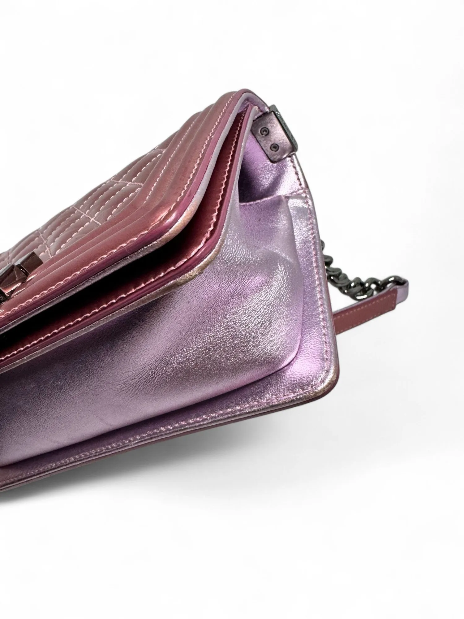 Chanel Leboy Small in Metallic Burgundy and Lavander Patent Calfskin Leather with Ruthenium Hardware