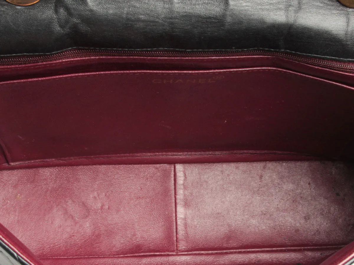 Chanel Vintage Jumbo Black Quilted Lambskin Classic Single Flap