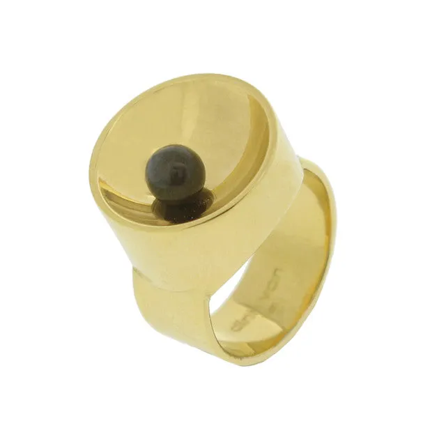 Dinh Van 1970s 18KT Yellow Gold Labradorite Ring