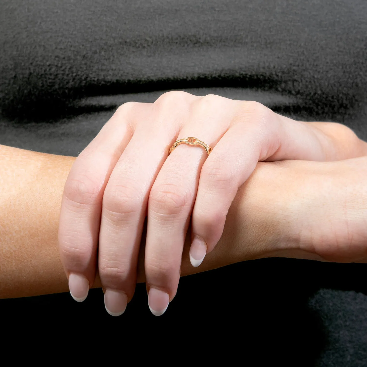 Estate 14k and Diamond Anchor Link Ring