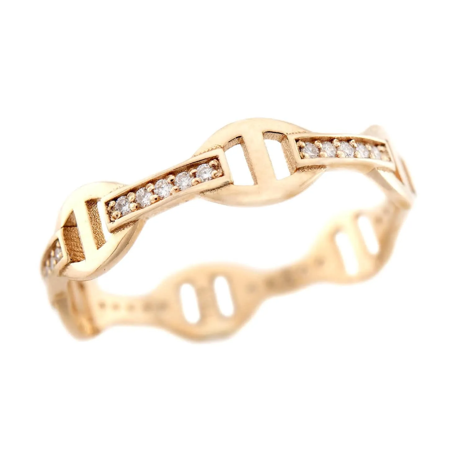 Estate 14k and Diamond Anchor Link Ring