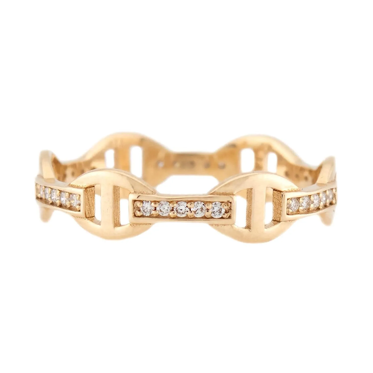 Estate 14k and Diamond Anchor Link Ring