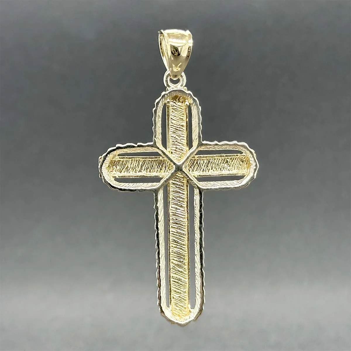 Estate 14K TT Gold 40.50mm Cross Pendant