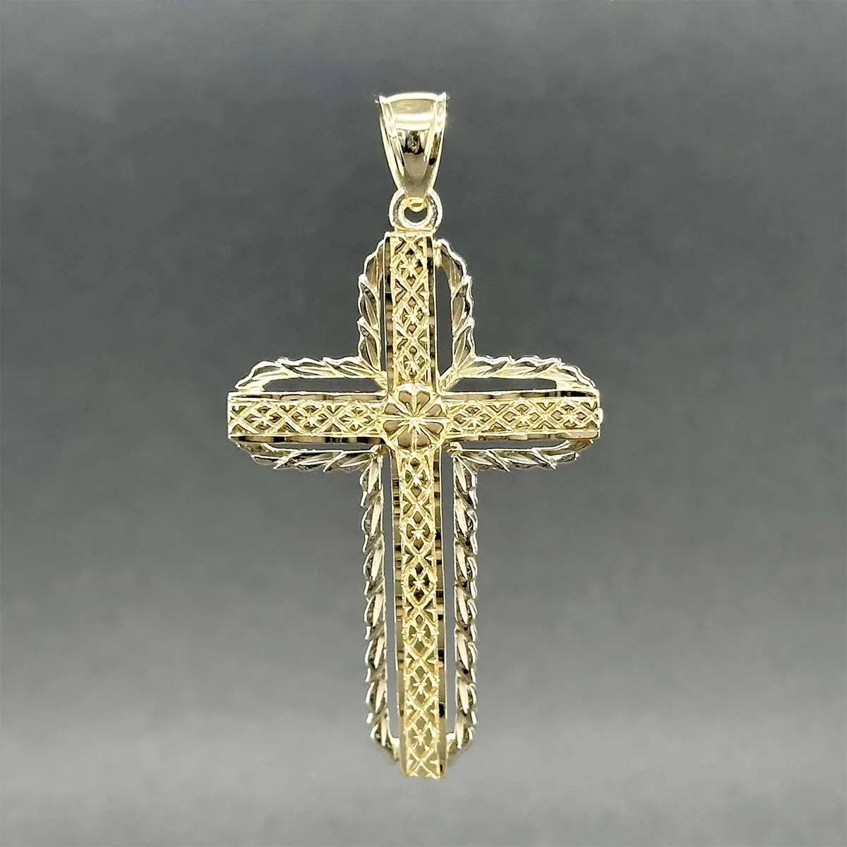Estate 14K TT Gold 40.50mm Cross Pendant
