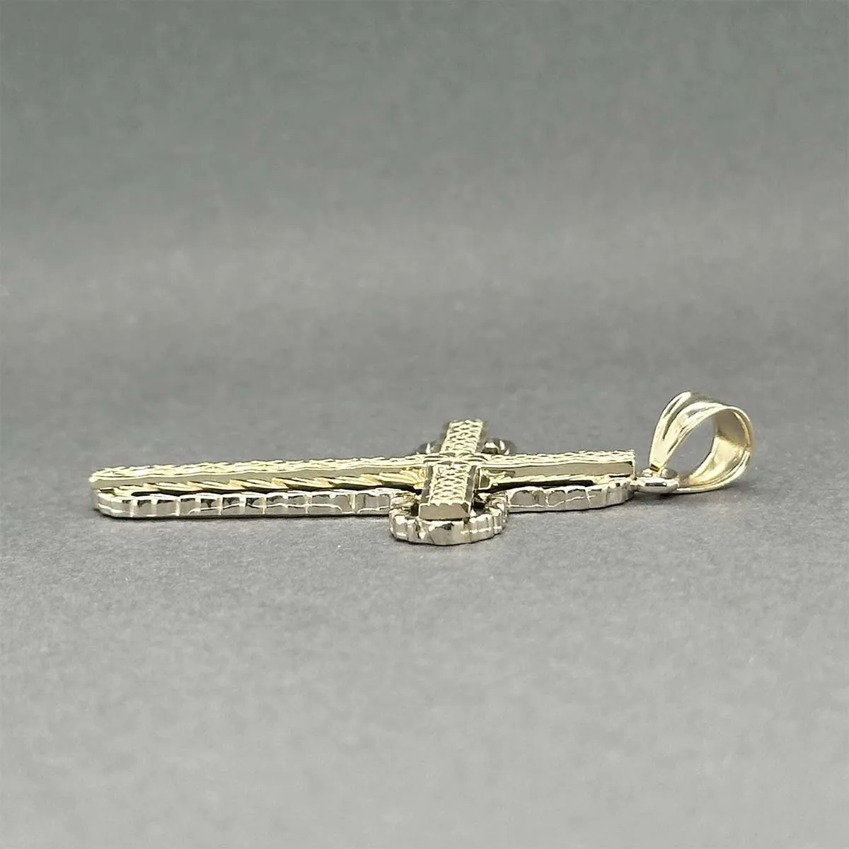 Estate 14K TT Gold 40.50mm Cross Pendant