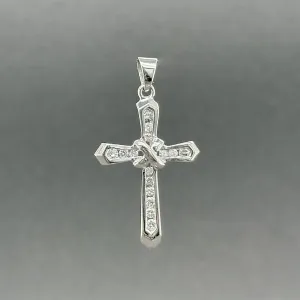 Estate 14K W Gold 0.24ctw H-I/SI2-I1 Diamond Cross Pendant