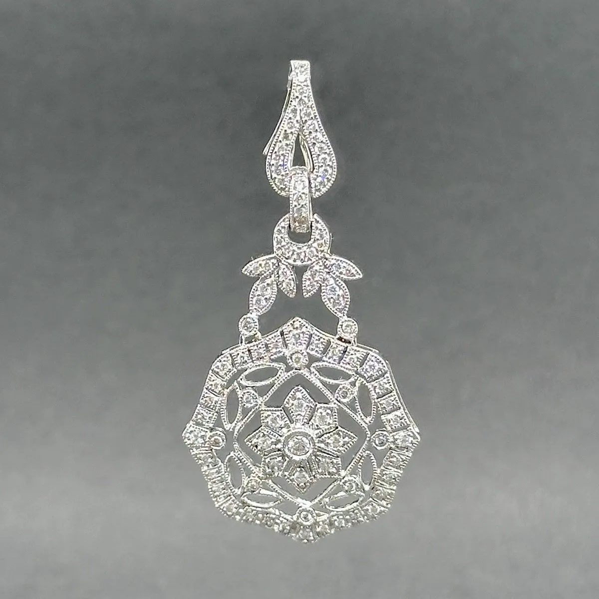 Estate 14K W Gold 0.37ctw G-H/SI1-2 Diamond Enhancer Pendant