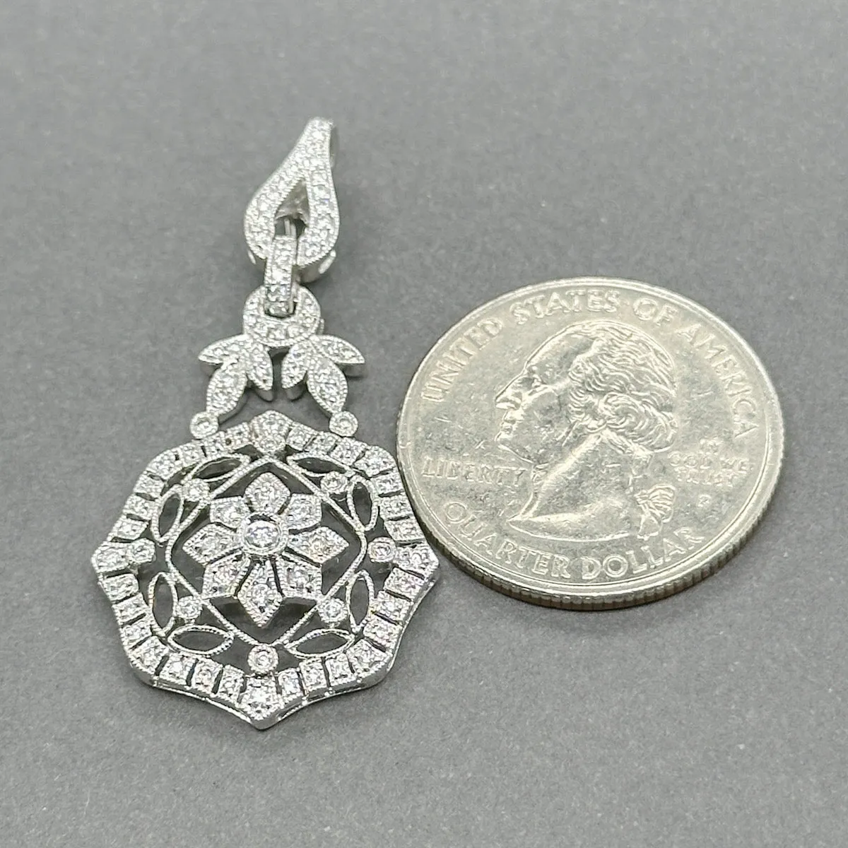 Estate 14K W Gold 0.37ctw G-H/SI1-2 Diamond Enhancer Pendant
