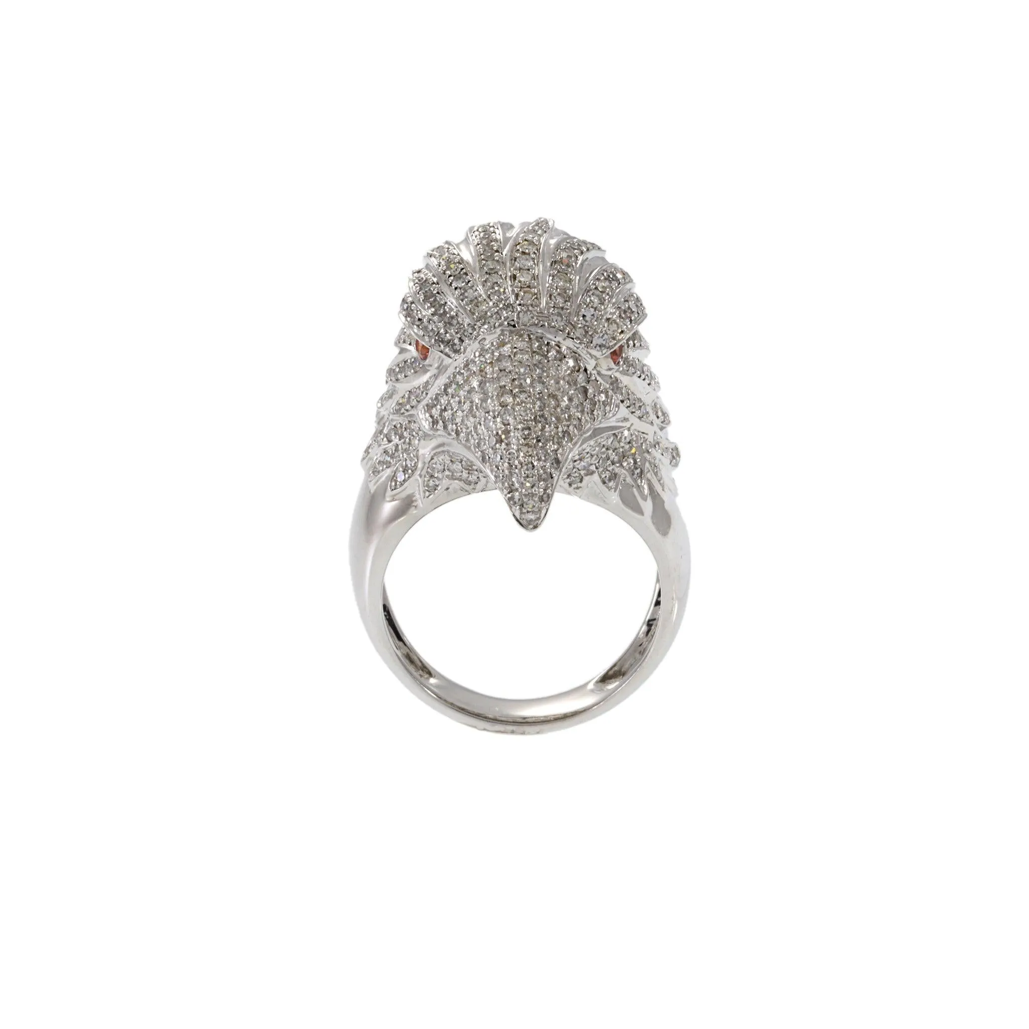 Estate 18KT White Gold Pav Diamond Eagle Head Ring