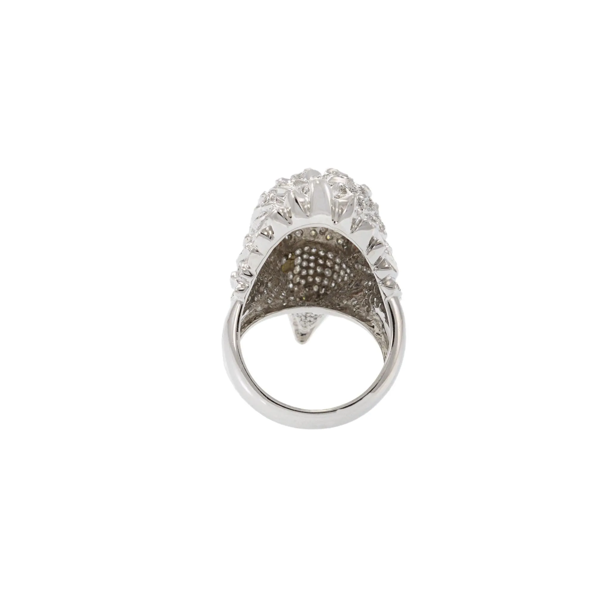 Estate 18KT White Gold Pav Diamond Eagle Head Ring