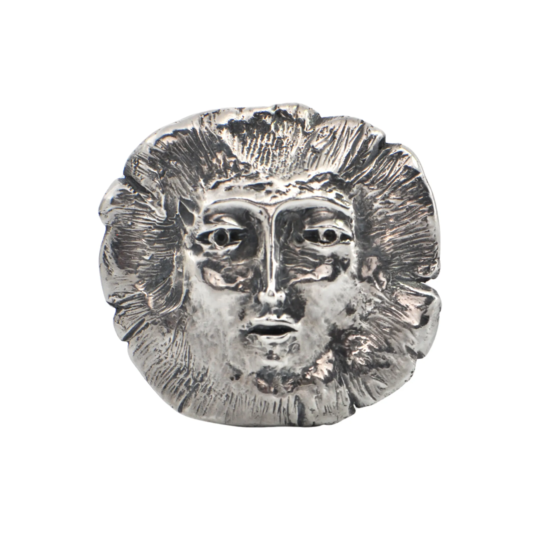 Estate Signed Walter Schluep Sterling Silver Sun Face Pendant 1979