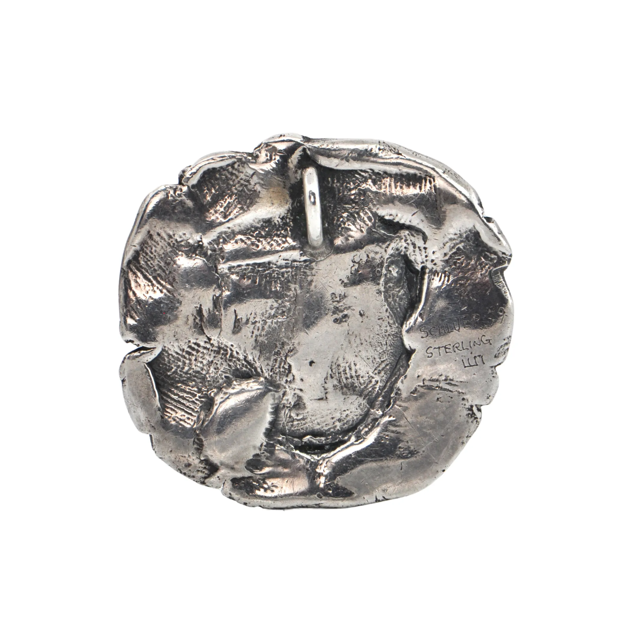 Estate Signed Walter Schluep Sterling Silver Sun Face Pendant 1979