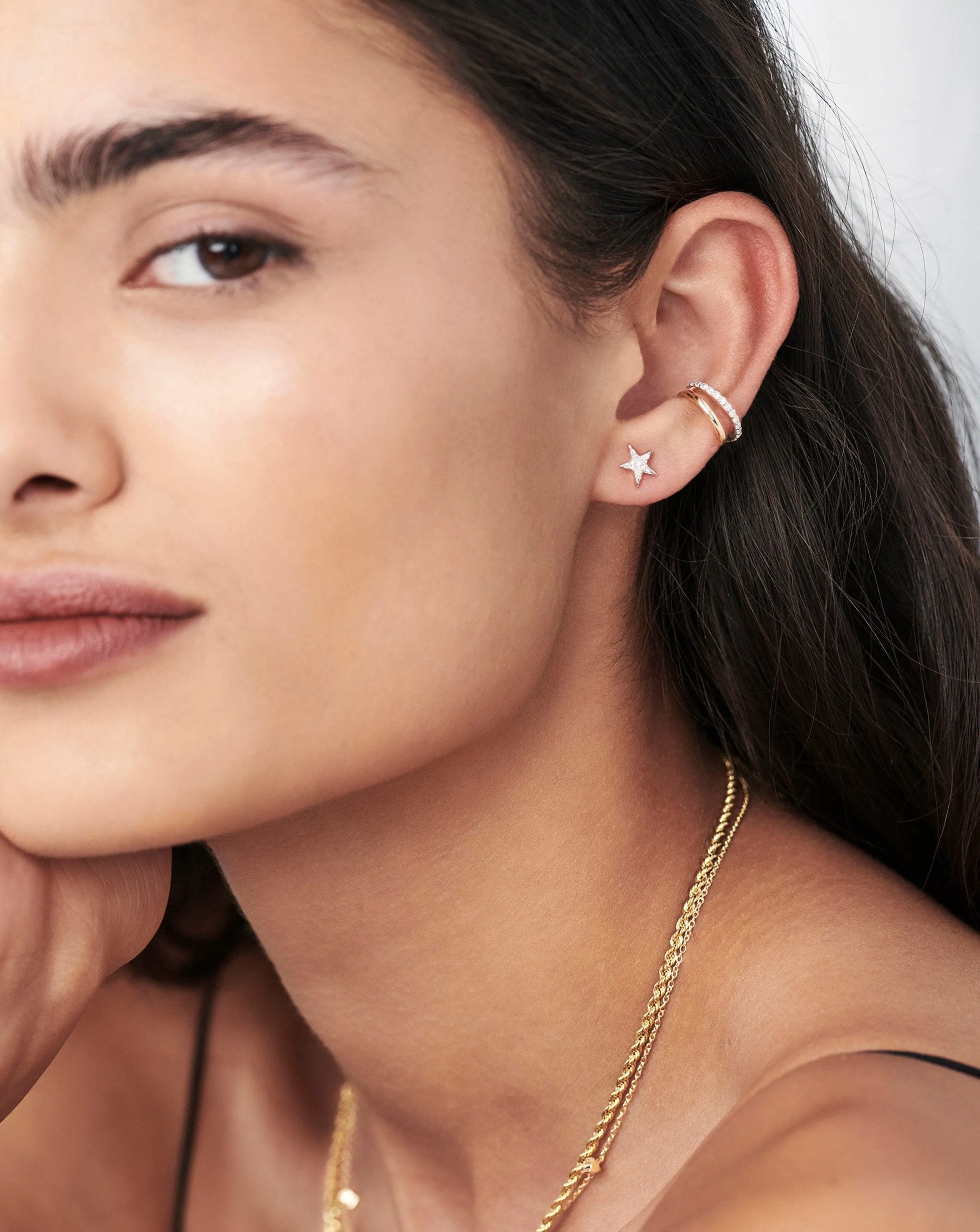 Fine Diamond Small Star Stud Earrings | 14k Solid Gold/Diamond