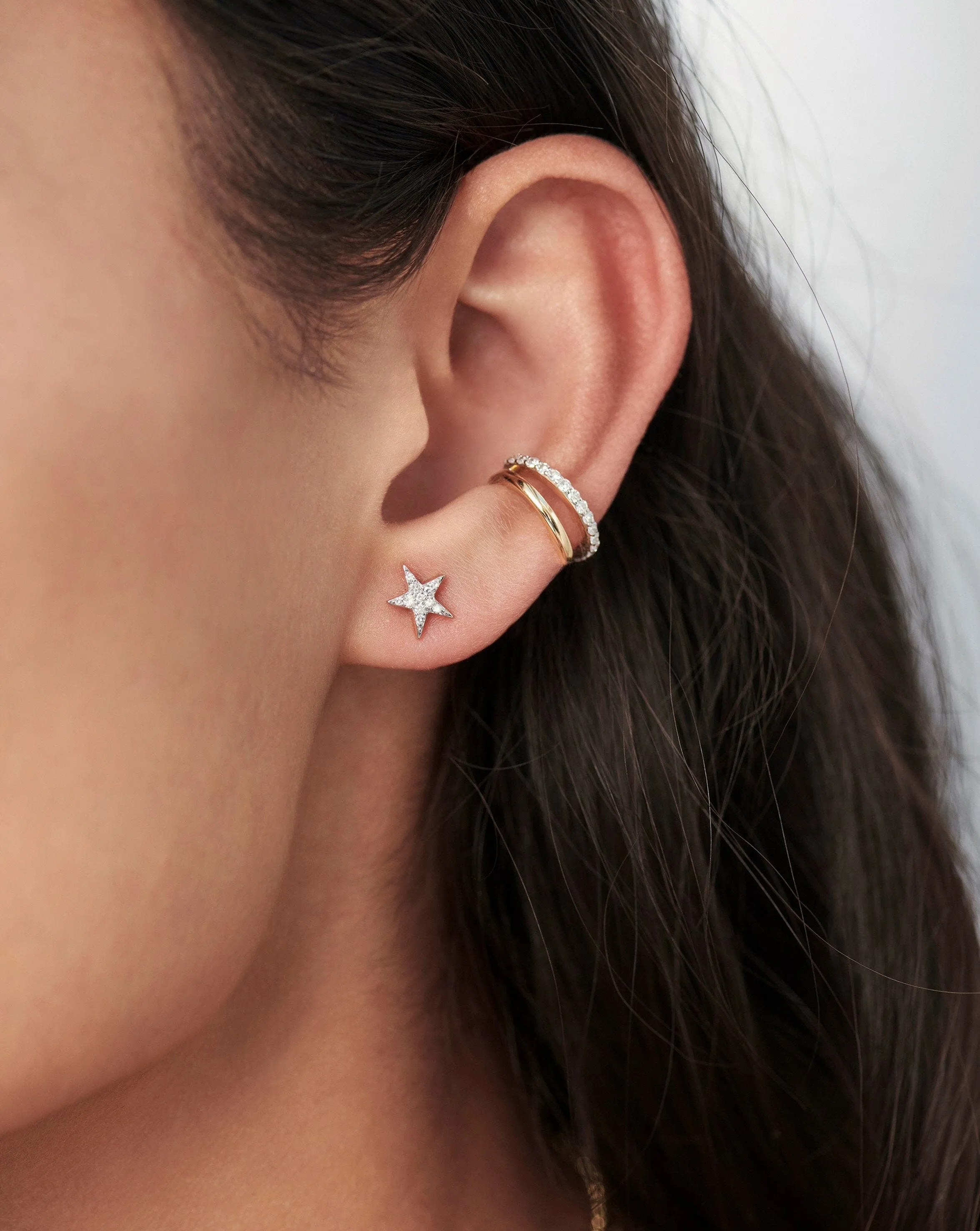 Fine Diamond Small Star Stud Earrings | 14k Solid Gold/Diamond