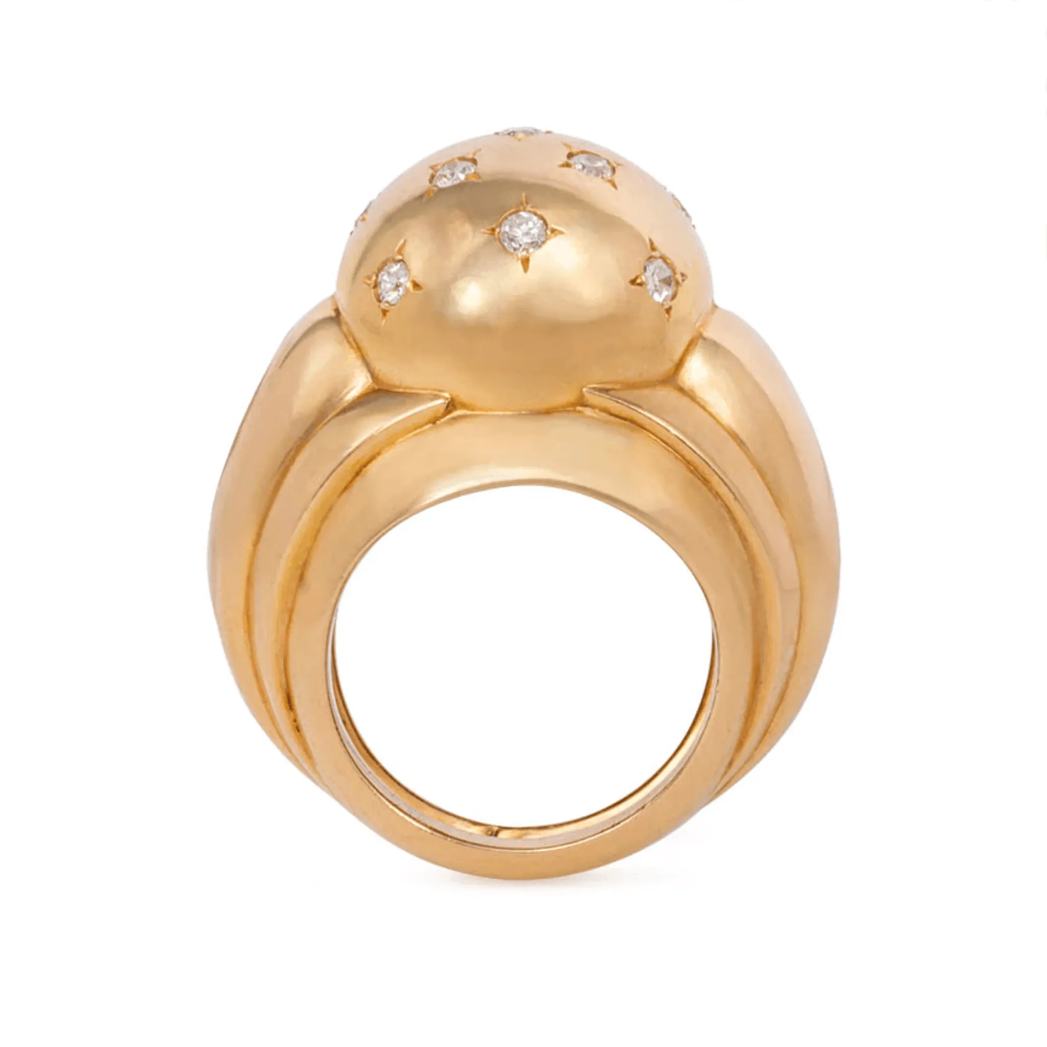 French Retro 18KT Rose Gold Diamond Ring