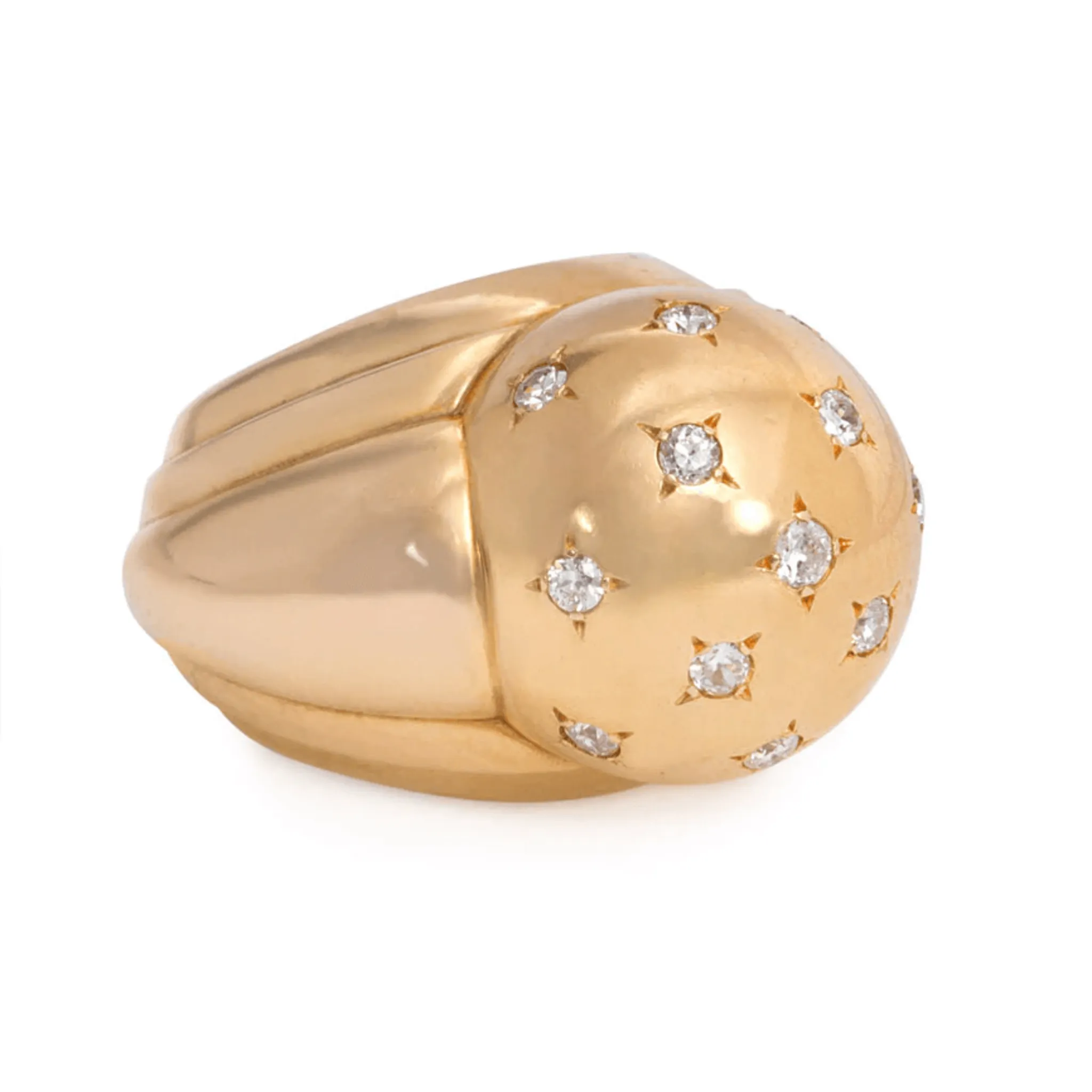 French Retro 18KT Rose Gold Diamond Ring