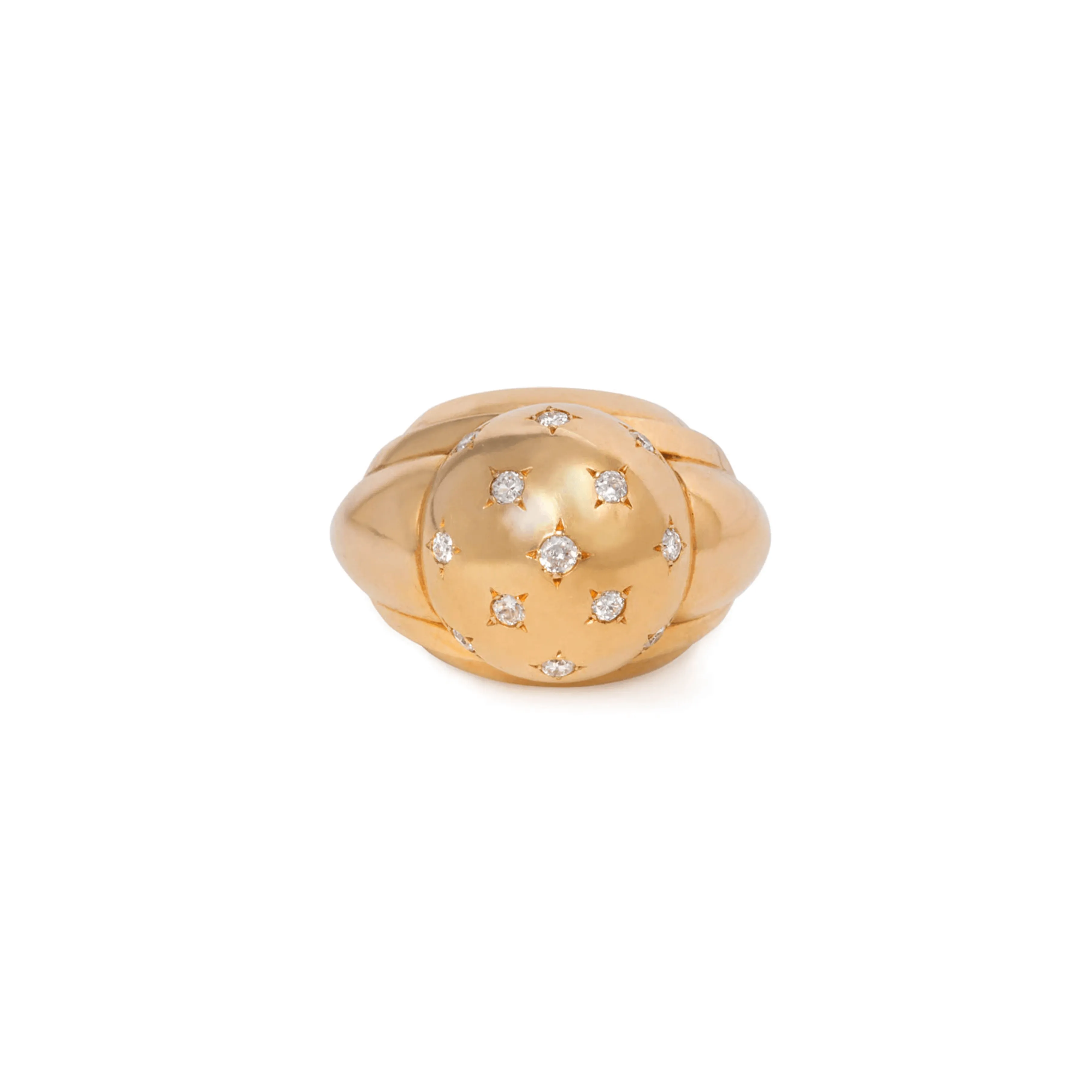 French Retro 18KT Rose Gold Diamond Ring