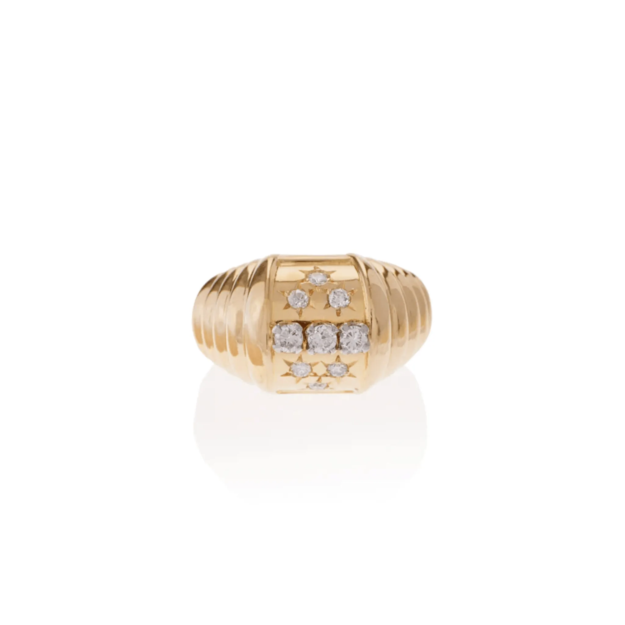 French Retro 18KT Yellow Gold Diamond Ring