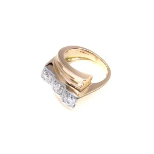 French Retro Platinum & 18KT Rose Gold Diamond Ring